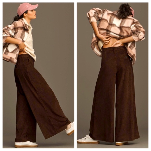Anthropologie Maeve The Avery Pleated Wide-Leg Trousers Corduroy 31014 - Picture 2 of 9
